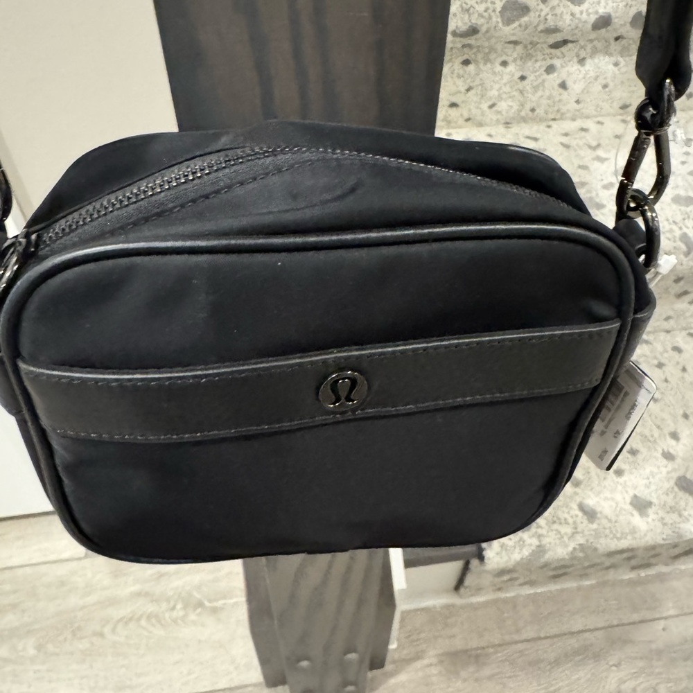 Lululemon Black Crossbody Bag with leather trim